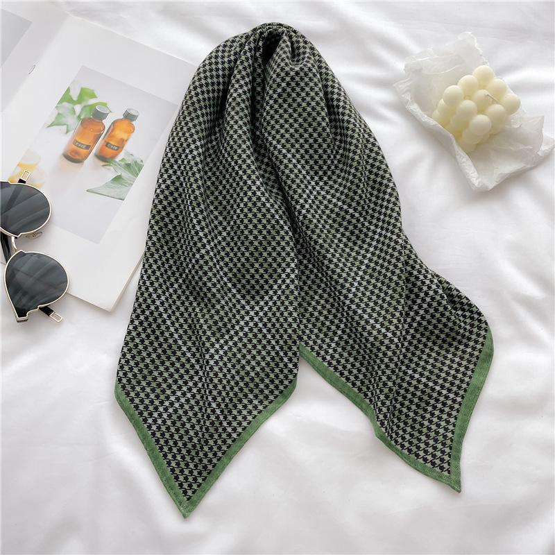 K398 British style small square scarf silk scarf literary range scarf plaid versatile imitation velvet headscarf spring and summer new style neck scar