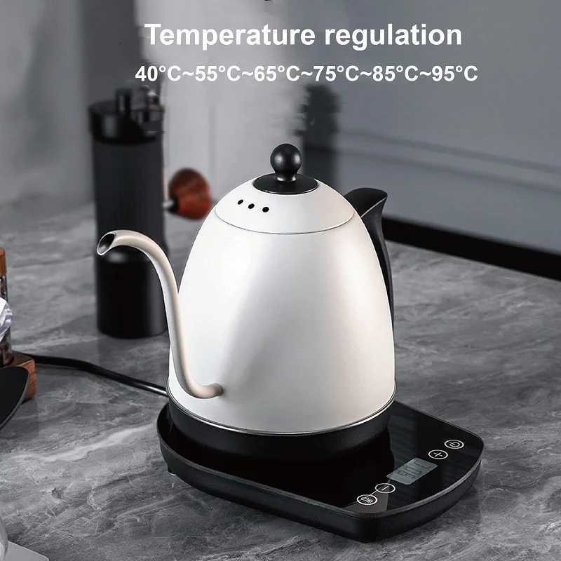 220V Smart Electric Kettle Home 800ml Temperature Control Gooseneck Fine Mouth Long Spout Coffee Pot 304 Stainless Steel Teapot Y251114