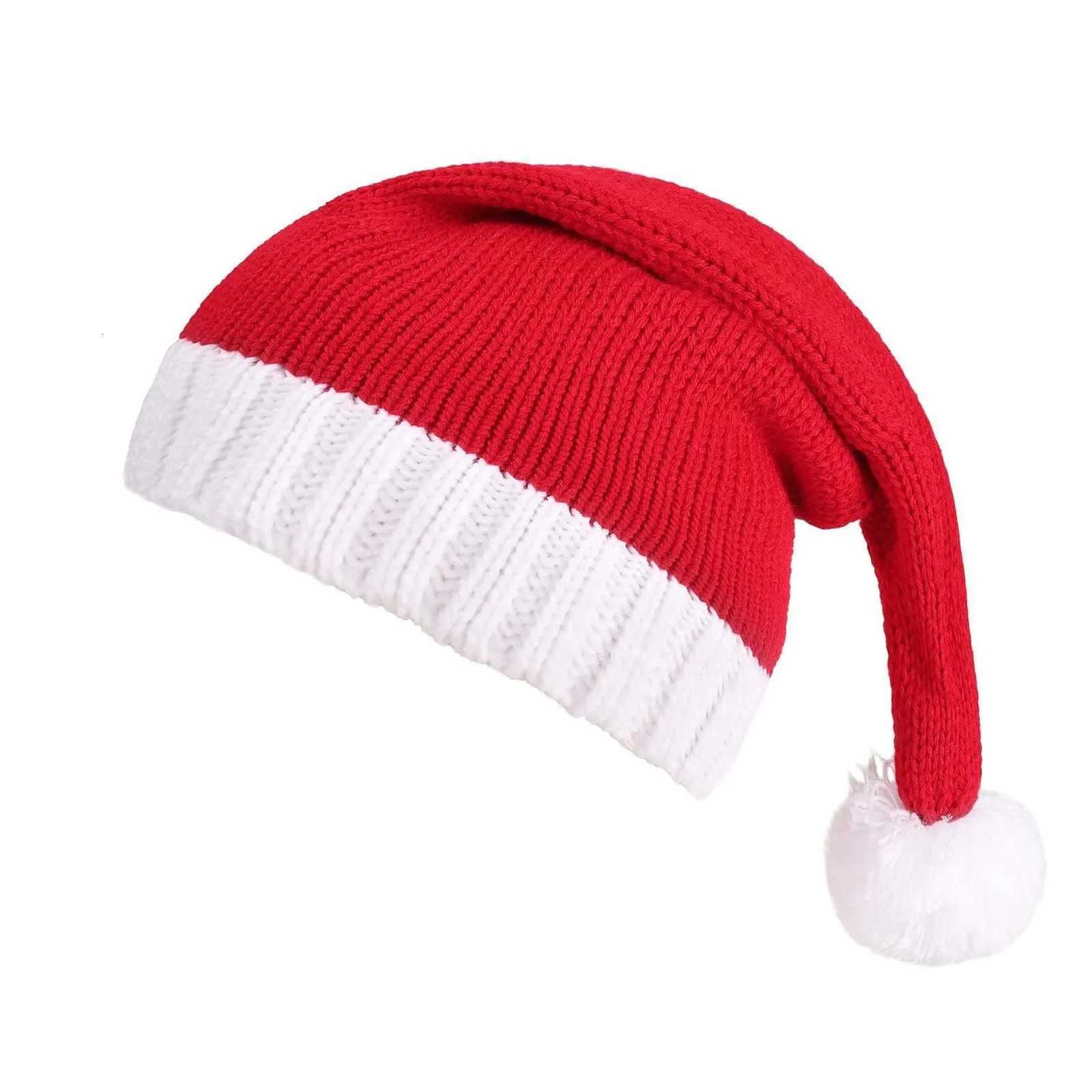Knitted Christmas Hat Cute Pom Adult Children Soft Wool Hat Christmas Hat New Year Party Children Gift Christmas Decoration Y251115