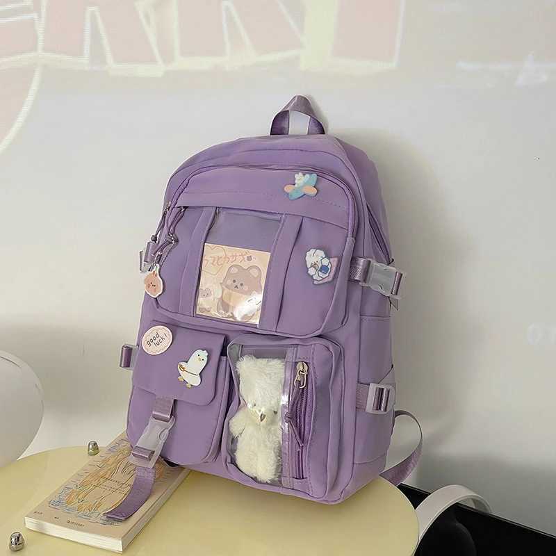 Popular Pink Purple Color Girls High School Student Backpack BagsW251114