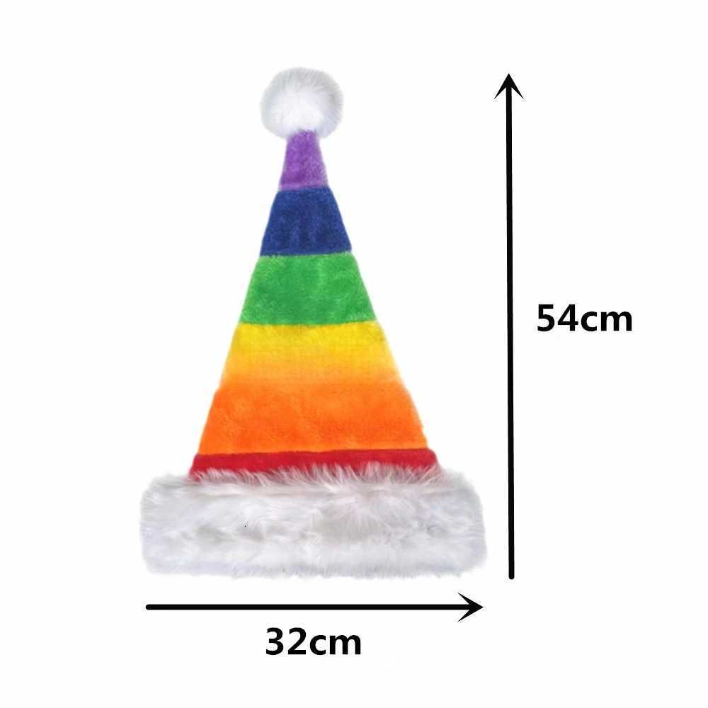Christmas Plush Santa Hat Grinch/Rainbow Style Festive Hat Funny Xmas Party Headwear Decor for Holiday Celebrations Y251115