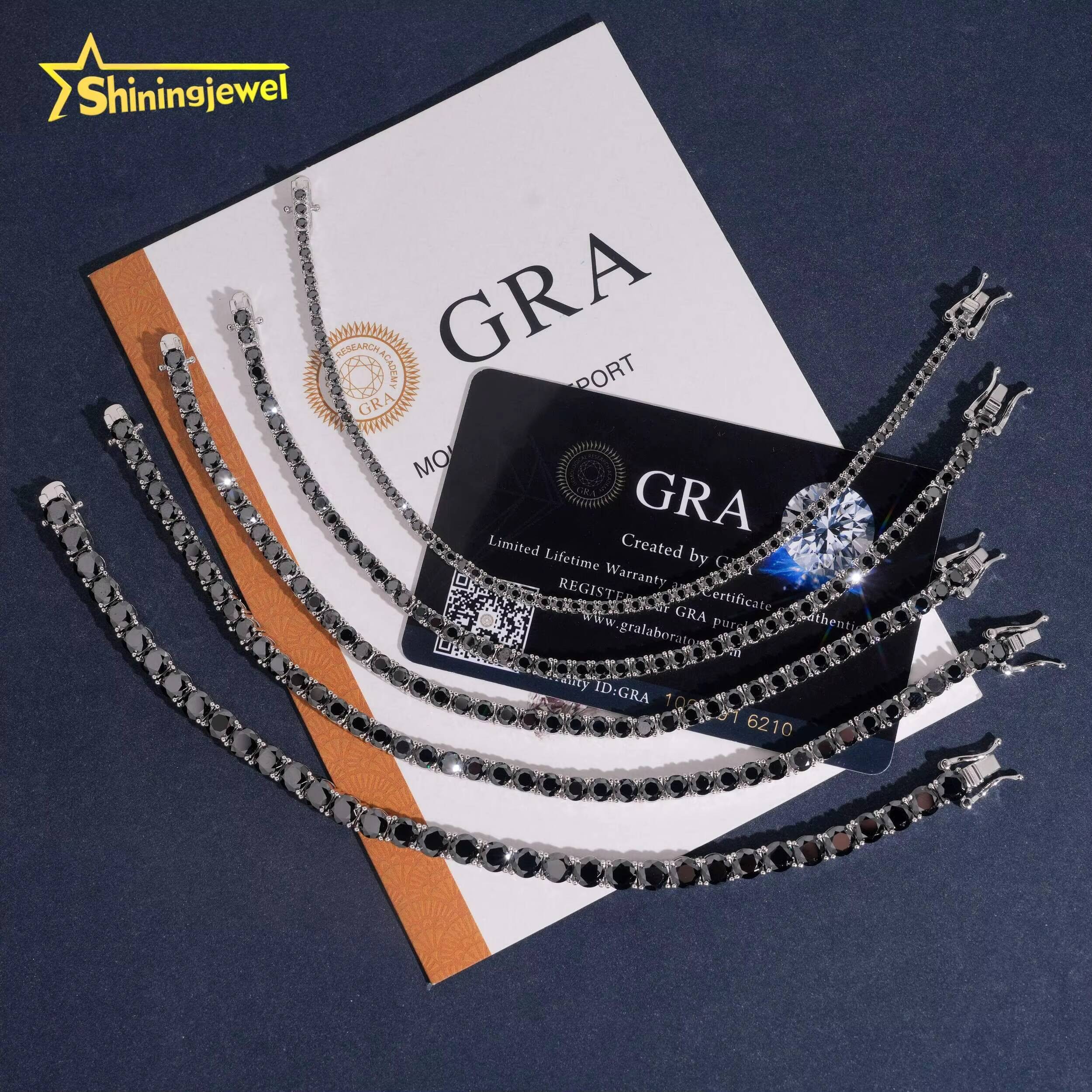 Cheapest Price Hot Sale Black Moissanite Gold Plated Sterling Silver 925 Tennis Bracelet Iced Out Hip Hop Jewelry