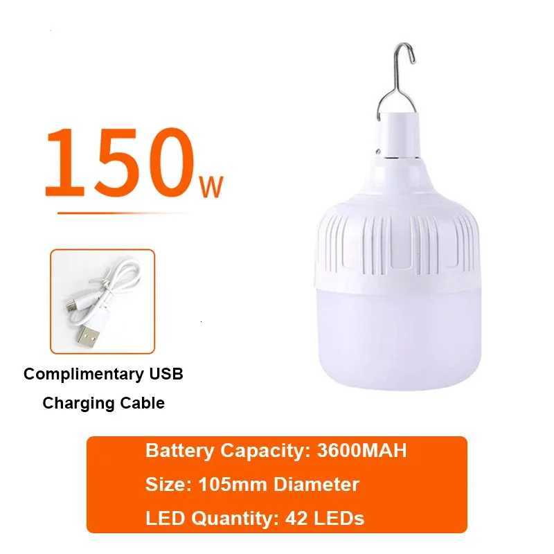 Portable Rechargeable LED Camping Light with Hook 150W USB Rechargeable Emergency Lights Night Light for Emergency Hiking M251115