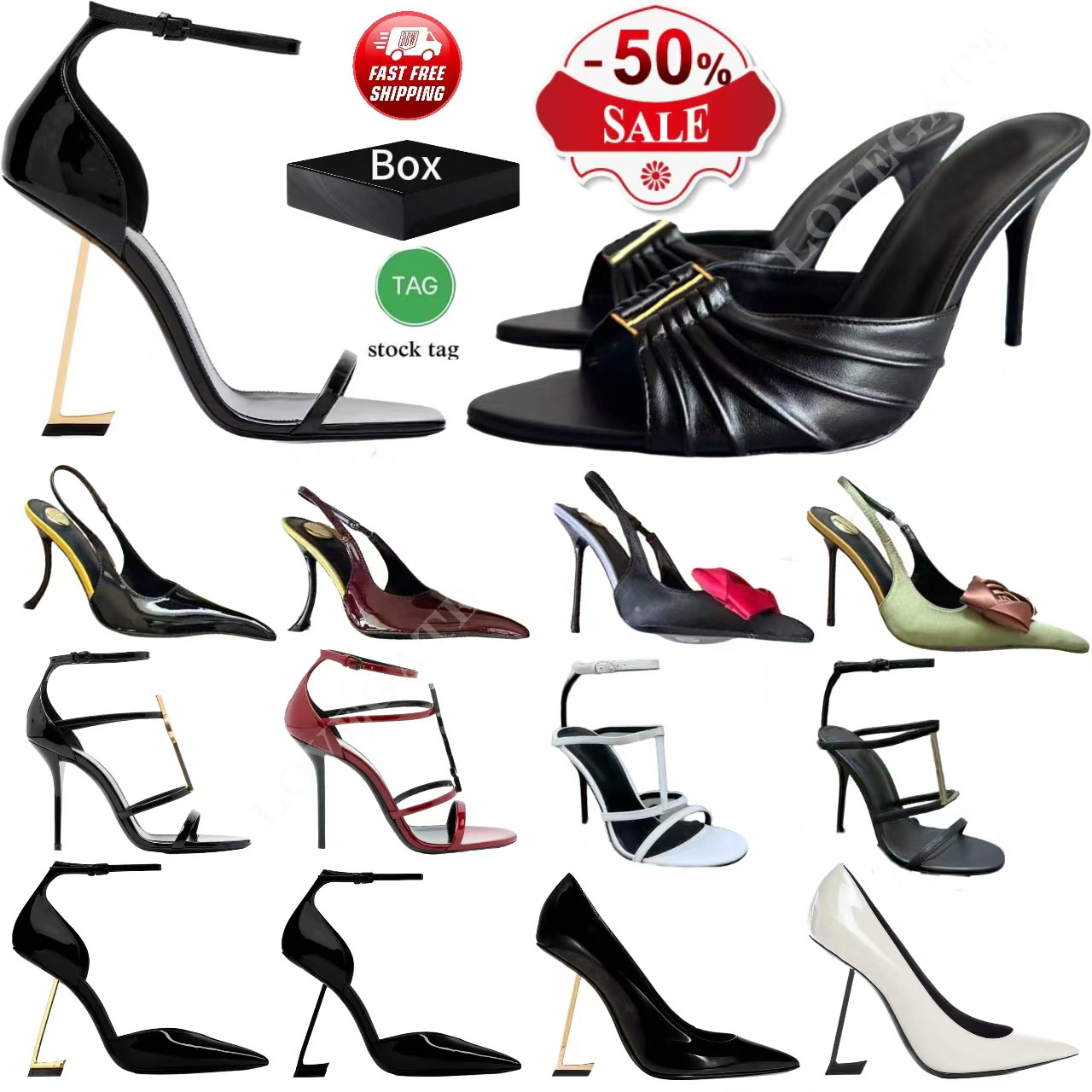 Women Mules Dress Shoes High heels Designer Genuine Leather Pumps Lady Sandals Paris Dress classics Women 10cm 8cm Heels Black Golden Gold wedding shoes Size 35-41