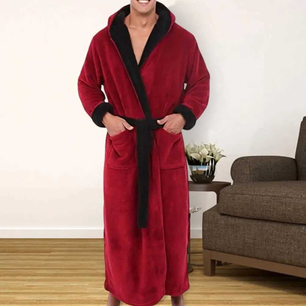 Bathrobe Clothes Nightgown Sleepwear Casual Long Sleeve Mens Man Winter Warm Flannel Robe Plush Male Bath Robe Loungewear Home C251115