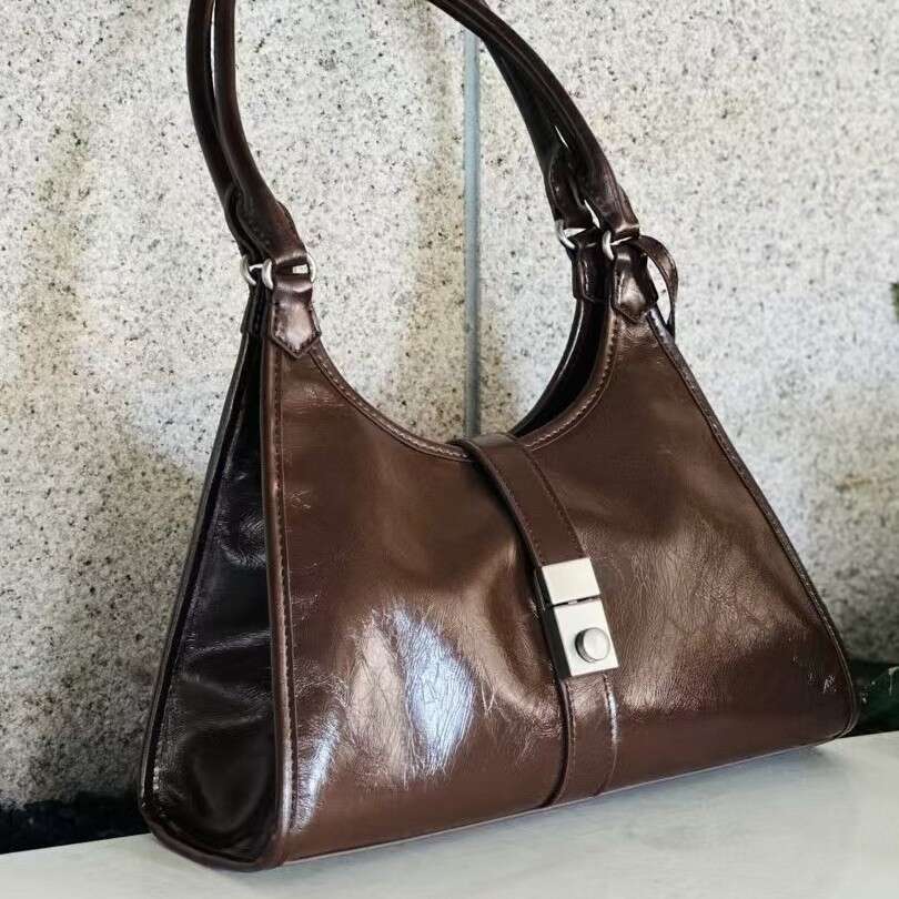 Mm Women's Bags Ladies' New Top Layer Cowhide Handbag, Armpit Bag, High-End And Trendy Commuting Bag
