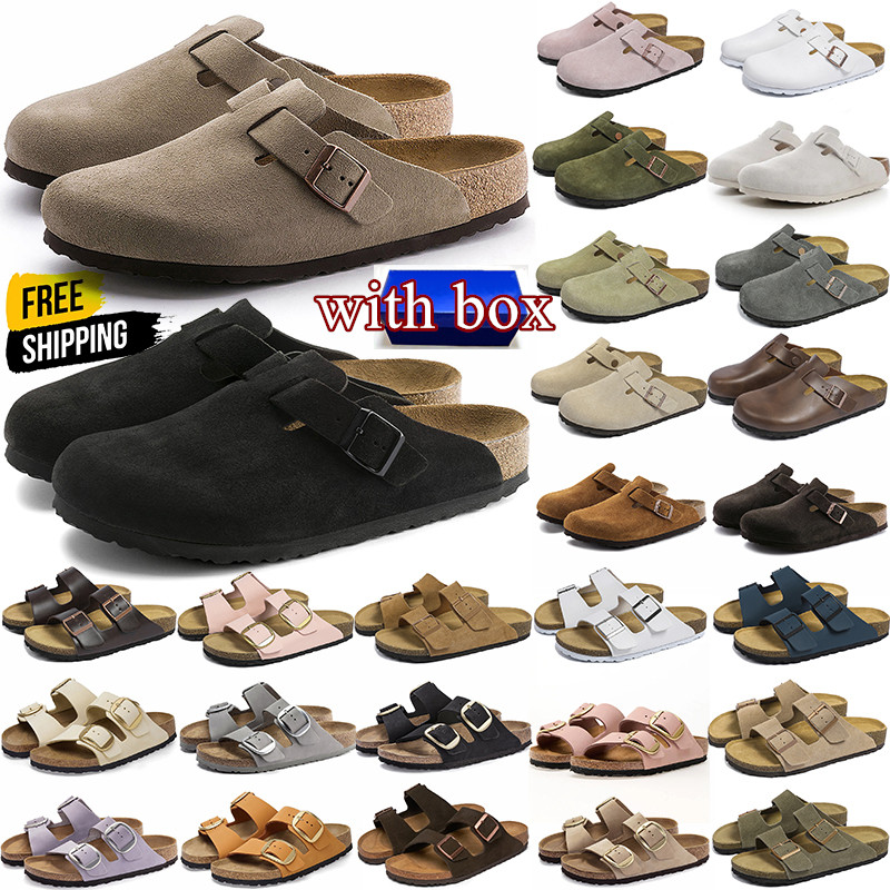 Free shipping with box Clogs designers slippers sandals slide mules flip flop taupe black leather suede women men shoes trainers outdoor loafers slipper