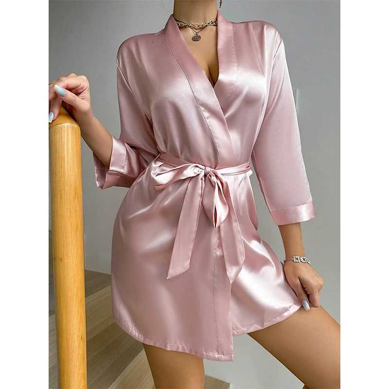 Kimono Robe Bathrobe Robes Luxurious Soft Satin Bridesmaid Robe for Women Comfortable Spa Robe With Belt Womens Sleepwear C251115