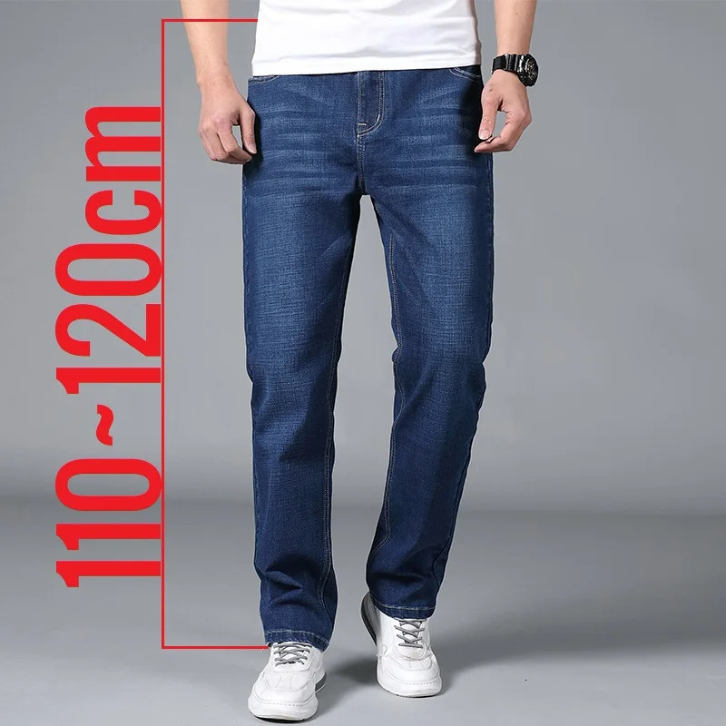 Tall mens jeans black straight leg suitable for stretch long denim Trouser classic business pants 190cm 200cm 120cm 250407