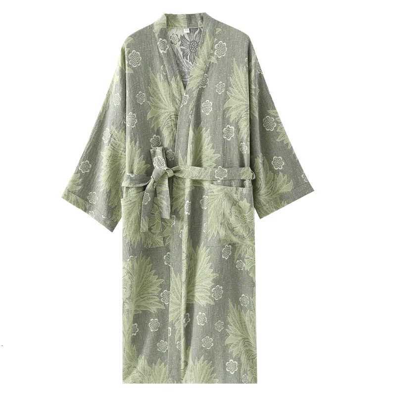 Womens Pure Cotton Gauze Nightgown Thin Retro Jacquard Pajamas Japanese Kimono Robe Long Sleeve V-neck Loungewear C251115
