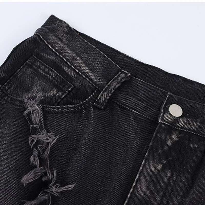 Raw Edge Men's Jeans High Street Male Denim Trousers Niche Design Vintage Casual Straight Pants Summer Spring Stylish 28W2438