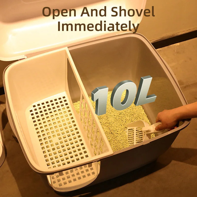 HOOPET Cat Litter Box Large Capacity Cat Litter boxes with Hallway Pet Pan Supplies for Cats and Kittens Splash proof litters 250414