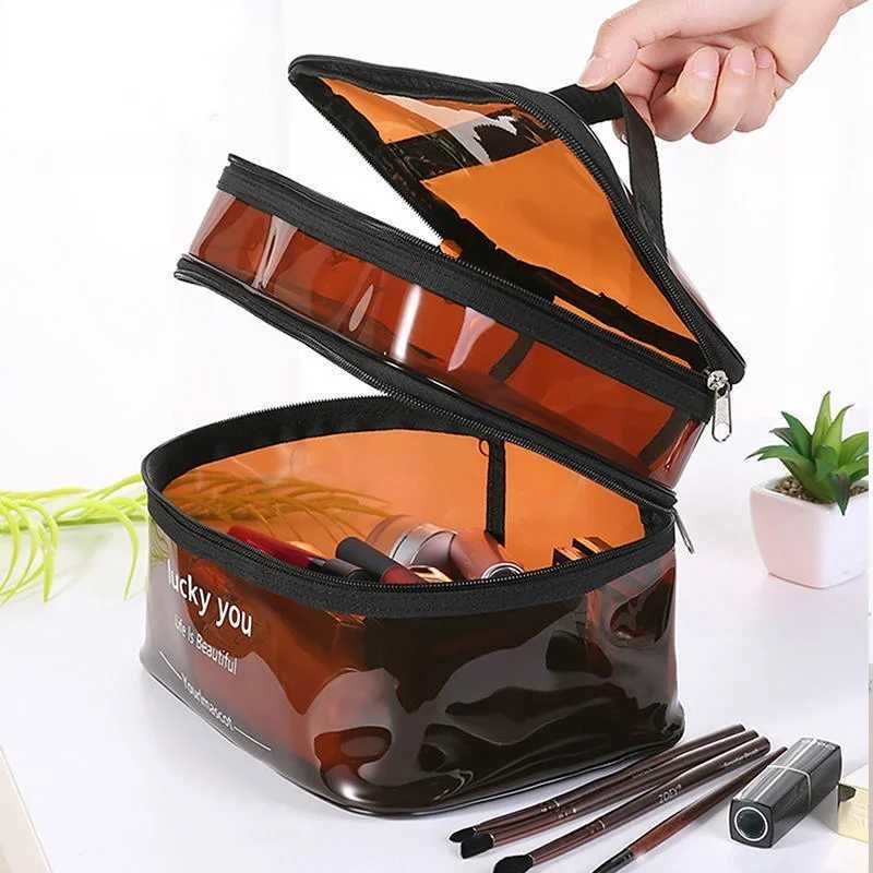 Waterproof transparent PVC bathroom makeup bag womens makeup bag travel zipper makeup beauty W organizer toilet storage kitXJ250415