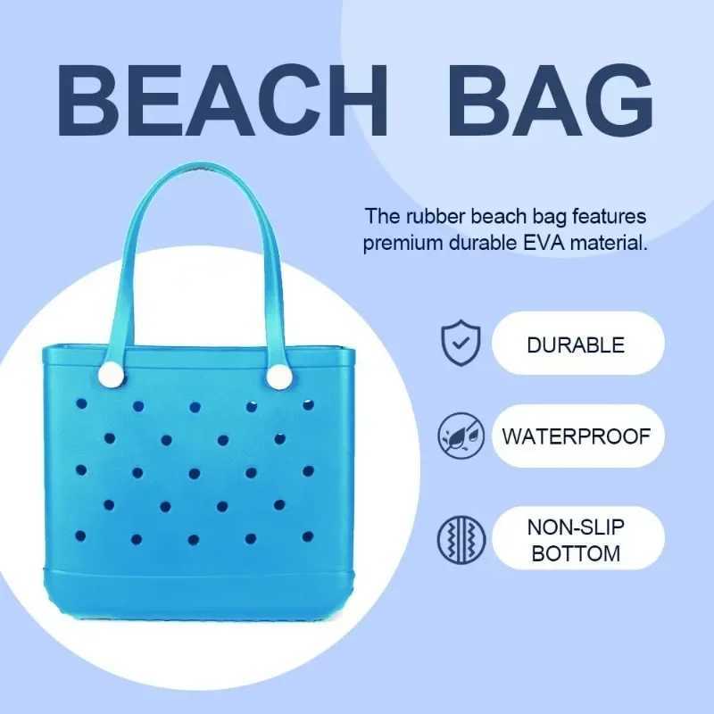 Large capacity Borg bag fashionable mother diaper storage basket rubber oversized handbag summer solid color Eva jelly beach bag W250415