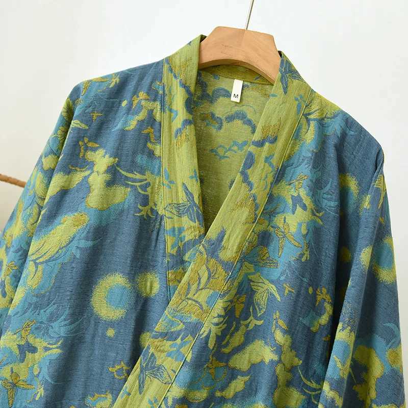 100 Cotton Kimono Night Gowns 3/4 Sleeve Spring Autumn Bathrobe For Women Casual Loose Sleepwear Home Robe Ladies Show Wear C251115