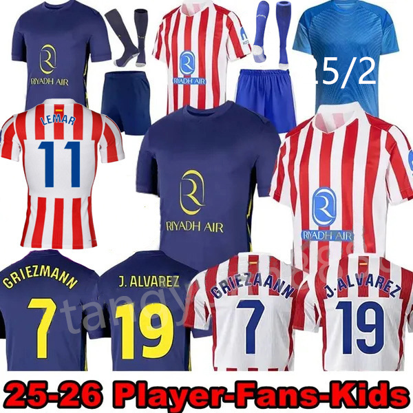 2025 2026 J.ALVAREZ Soccer Jerseys SORLOTH GRIEZMANN CORREA 25 26 GIULIANO palyer Version Football Shirts M.LLORENTE Men Uniforms AtleTicoo MaDridS Kids1