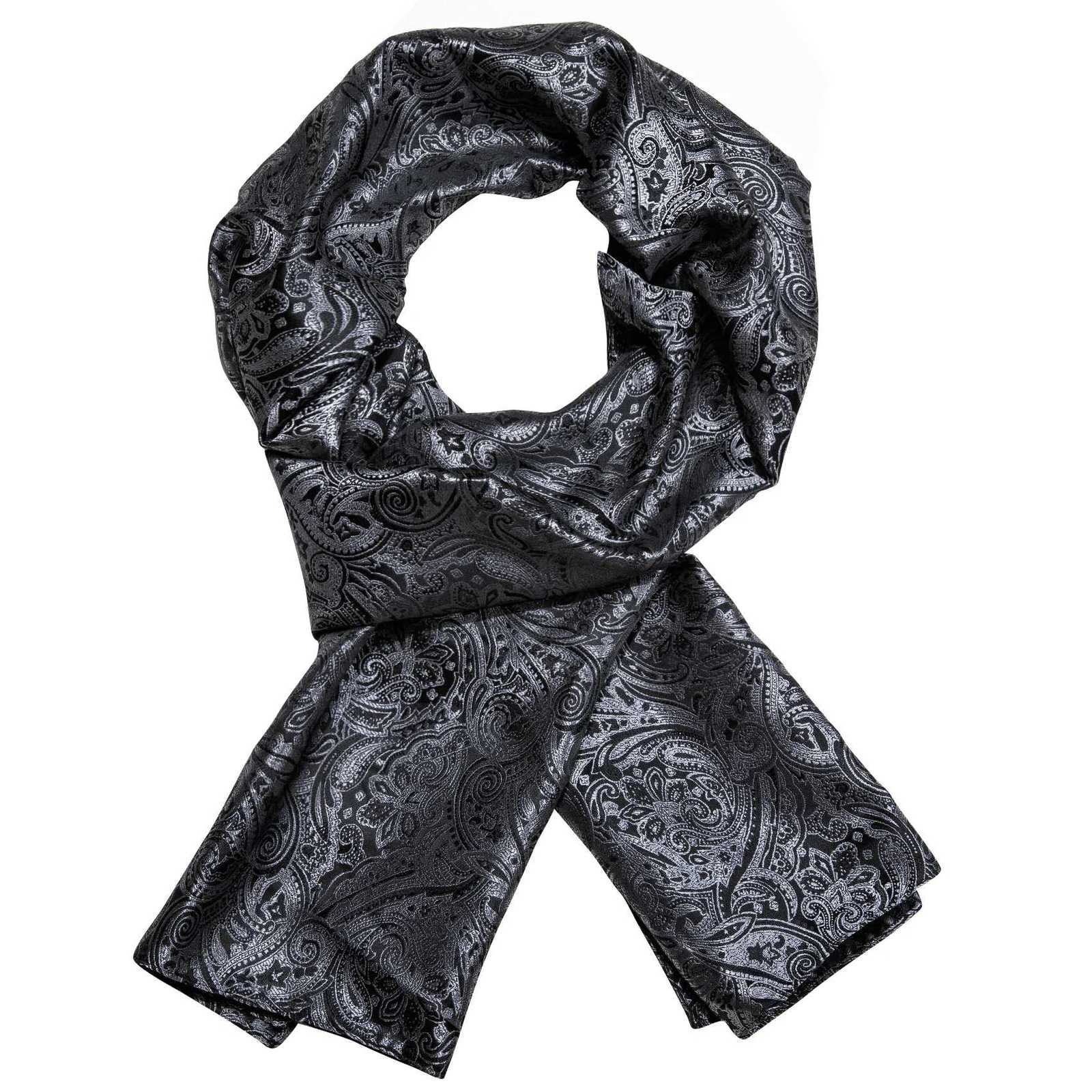 Luxury Fashion Silk Scarf Luxury Band Designer Men Women Black Paisley Shawl Bandanna Flulard Muffler Pashmina Barry Wang A-1022 Y251115