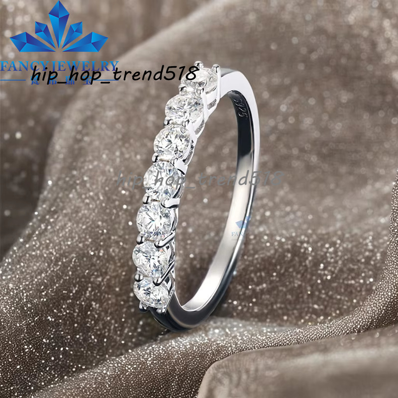 Fancy 925 Sterling Silver Wedding Rings 0.1ct D Color VVS1 Moissanite Half Eternity Wedding Band Ring for Women Men