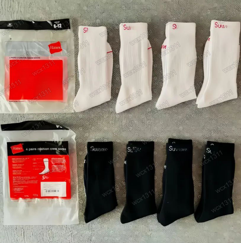 Mens Socks 4 Pairs Pack Fashion Casual Cotton Breathable Designer Skateboarding Hip Hop Sports Men