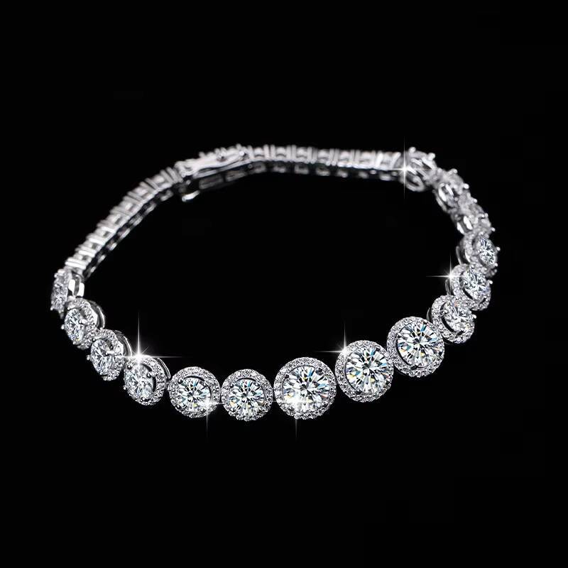 Wholesale S925 Sterling Silver Bright Gradient Bracelet All Around Inlaid VVS Moissanite for Men and Women Hip Hop Tennis Chain