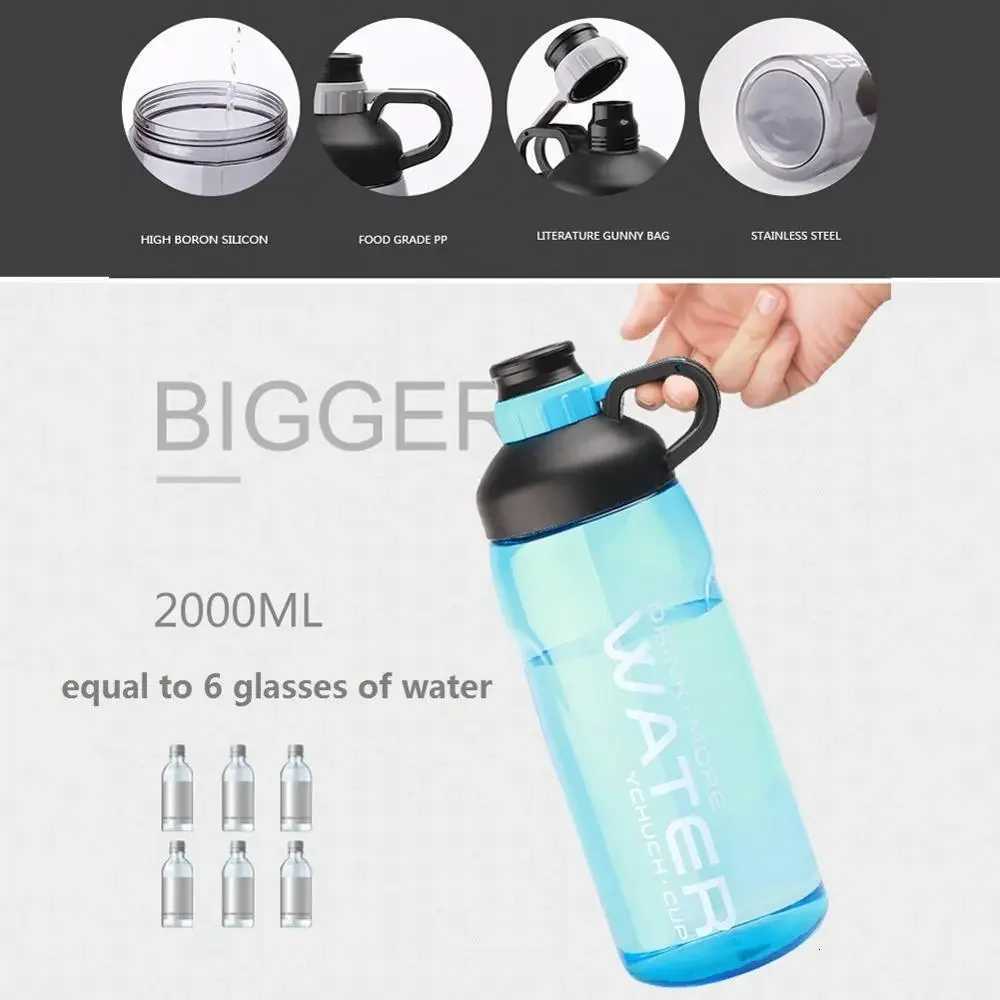 2L Large Capacity Sports Water Bottles Portable Outdoor Camping Picnic Bicycle Cycling Climbing Leak-proof Drinking BottlesW251114