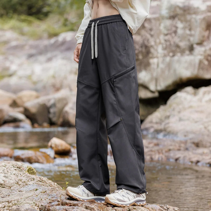 Mens casual pants luggage straight elastic waist highend mens clothing trading work sales running 250407