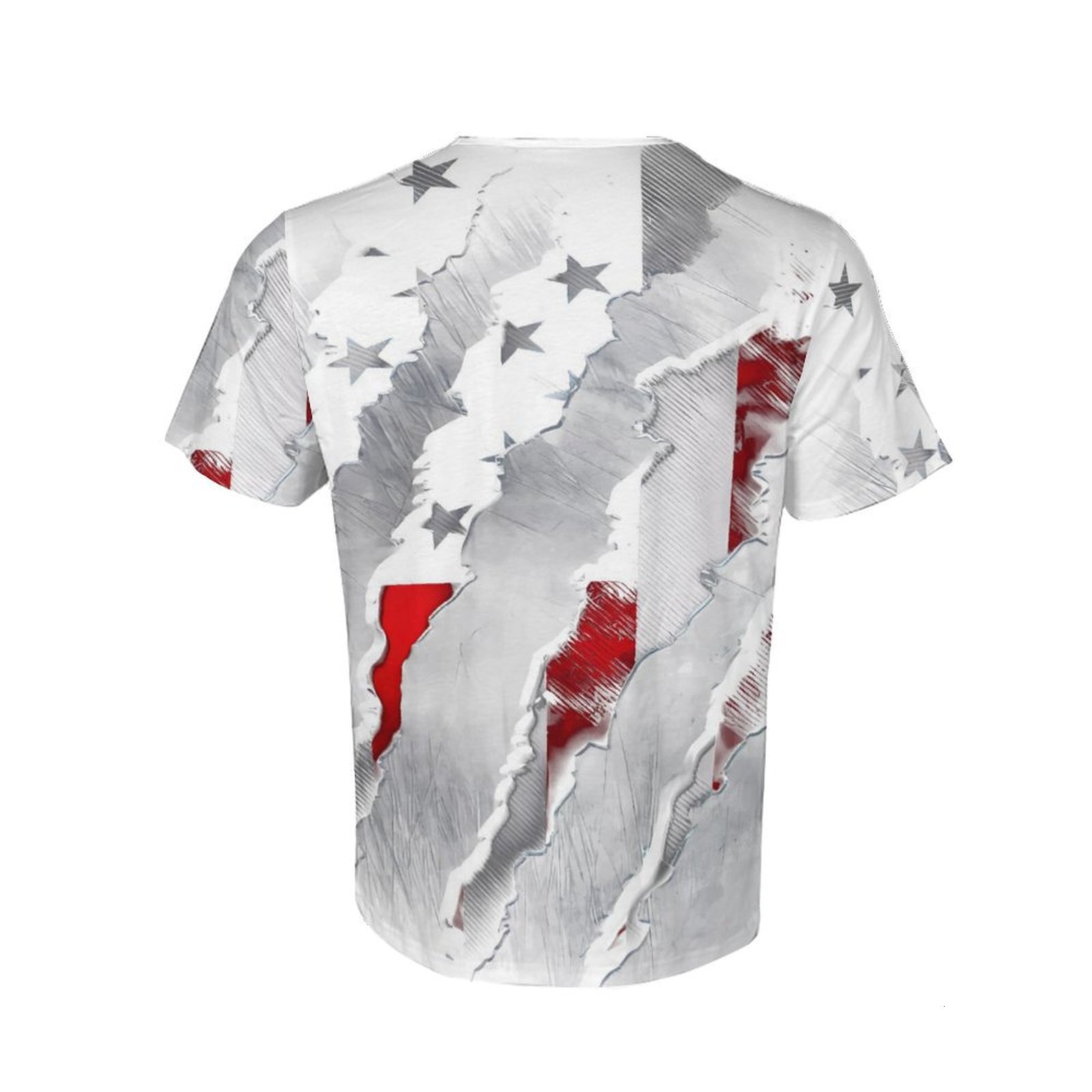 Men's heart-shaped collar V-neck graffiti printed casual T-shirt short sleeved men's clothing