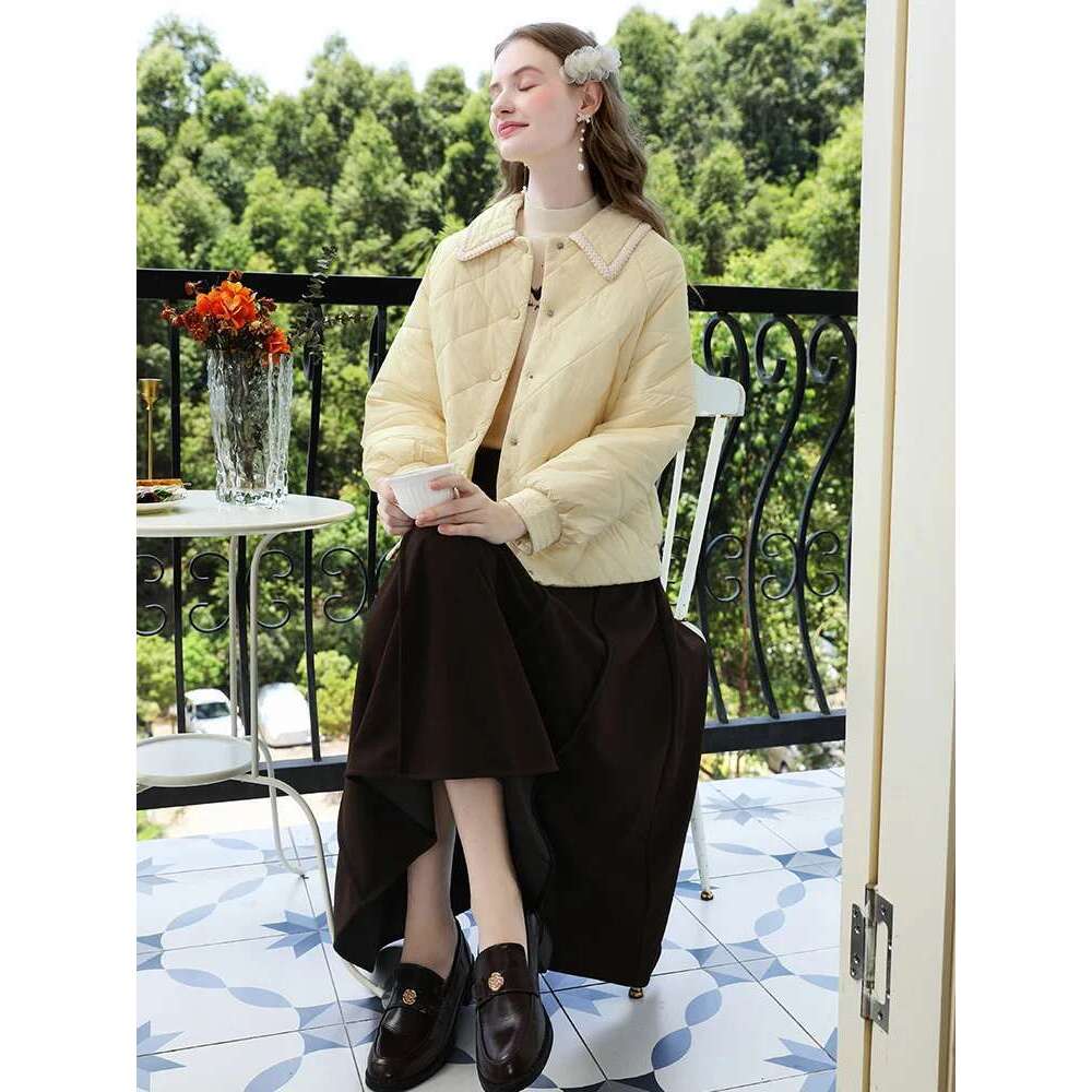 I BELIEVE YOU Yellow Turn-Down Collar Cotton Clothing Keeps Warm Thick Coat Winter Clothes Women 2024 Solid Jackets Ayf235371a