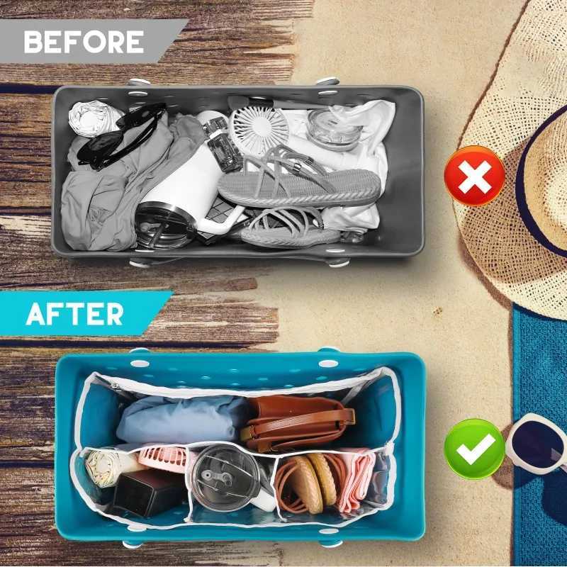 XL Transparent Borg Bag Accessories EVA Rubber Waterproof Shopping Basket Beach Pool Transparent Insertion Jelly Handbag Borg Bag Organizer W250415