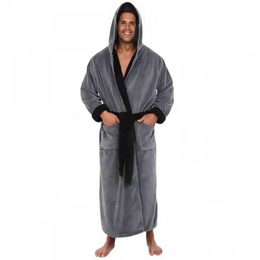Bathrobe Clothes Nightgown Sleepwear Casual Long Sleeve Mens Man Winter Warm Flannel Robe Plush Male Bath Robe Loungewear Home C251115