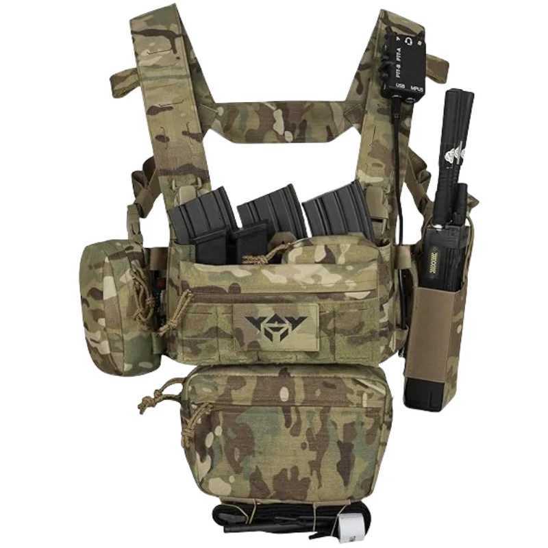 YAKEDA Tactical Chest Rig with 5.56/7.62 Magazine Pouch Holder Pistol Pouch Wing Pouch Molle Dangler Pouch XJ250730XJ251114