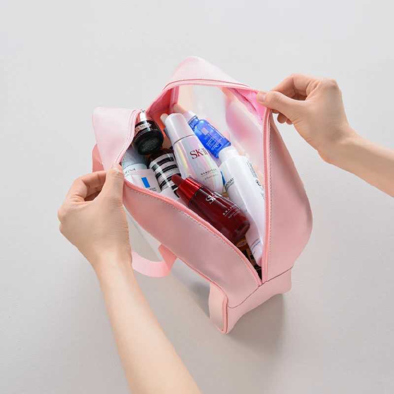 Waterproof Makeup Bag Portable Makeup Bag Large Capacity Transparent W Bag Travel PVC Matte Makeup Bag Storage Bag PU BagXJ250415