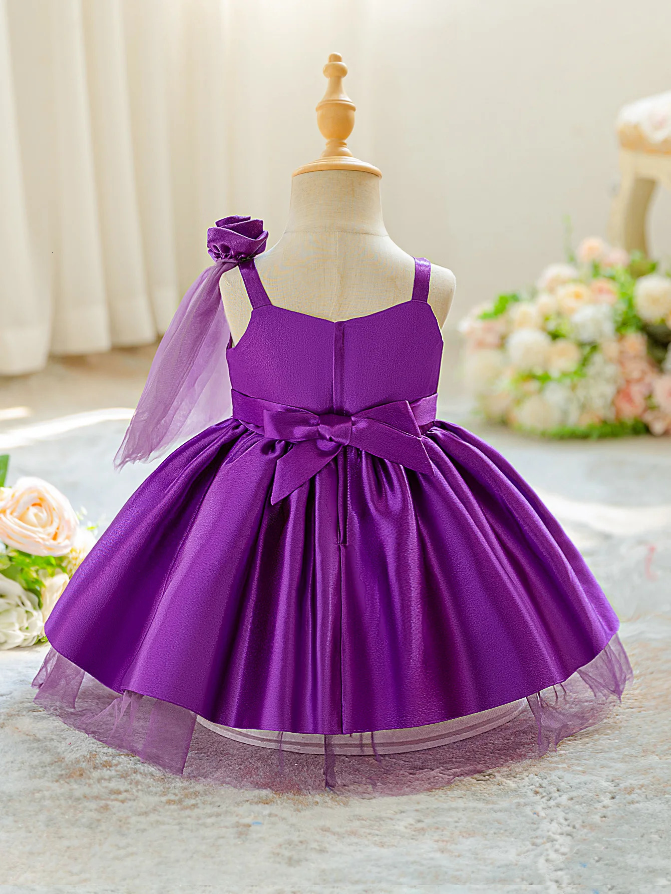 Elegant Flower Party Baby Girls Dress Toddler Tulle 1st Birthday Wedding Princess Prom Gown Fashion Gala Bridesmaid Girl Costume 250415