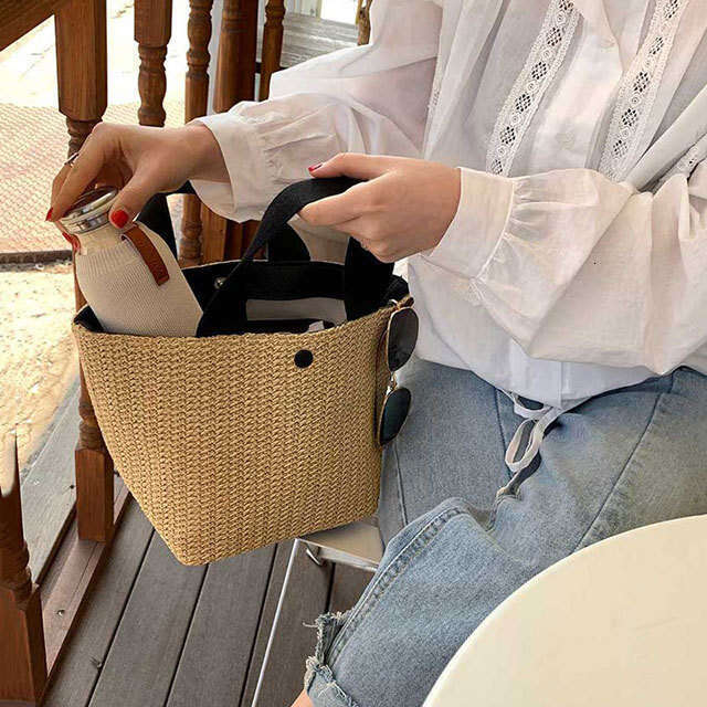 Handmade Beach Bag 2023 New Rural Style Leisure Portable Grass Woven Summer Beach Vacation Bag For Women Kq2