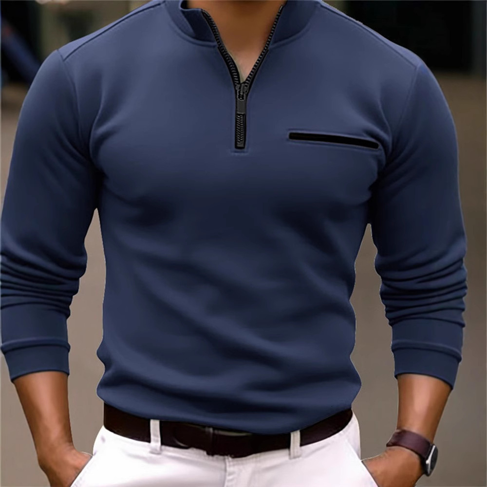 2025 mens spring and autumn mens long sleeved polo shirt with arm zipper creative sports polo shirt
