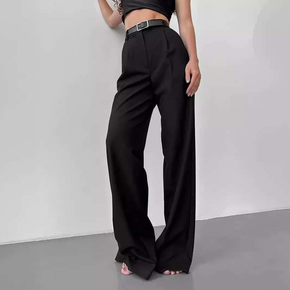 Classic Formal Straight Spring And Summer Women's Versatile Casual Wear Loose Fit Office Tourism Darp Wide Leg Pants