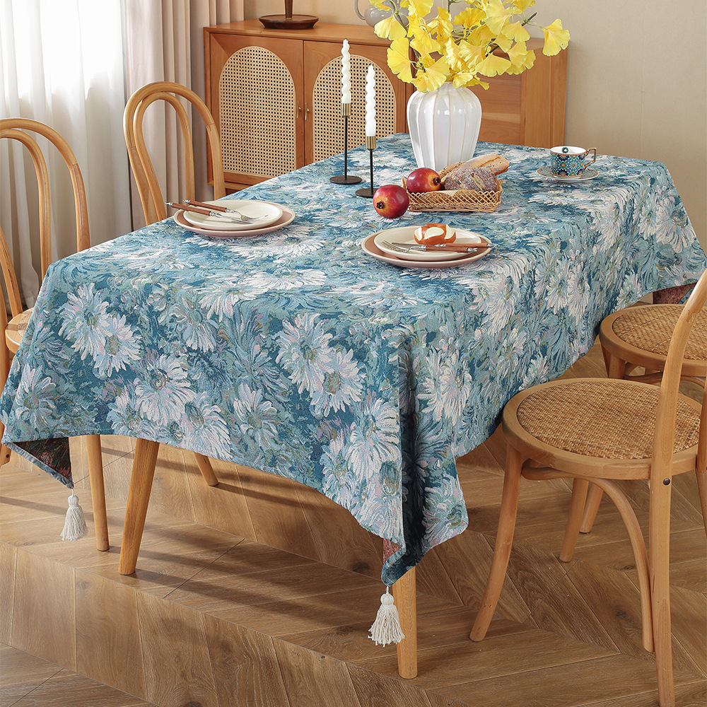 A771 Pastoral oil painting decorative cover table cloth coffee table cloth rectangular jacquard table cloth spot