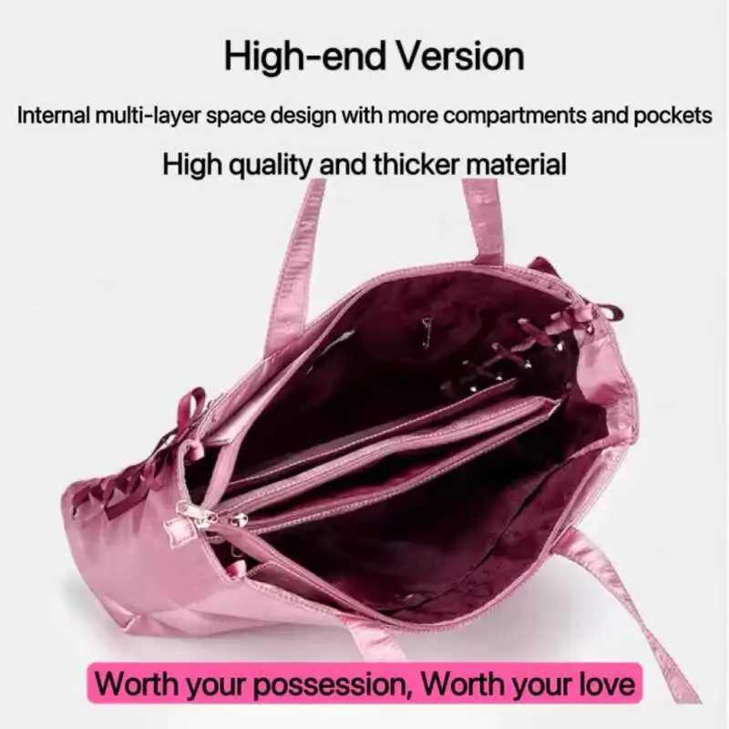 Japanese Sweet Womens Ribbon Ita Bag Cute Lolita Girls Transparent Handbag Fashion Large Capacity Handbag W250415