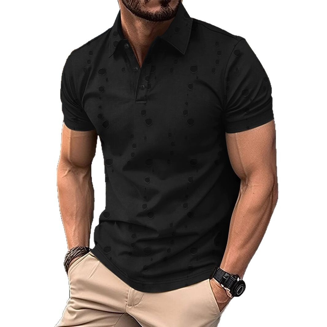 Summer fashion washing and hole breaking process POLO shirt button mens sports polo shirt