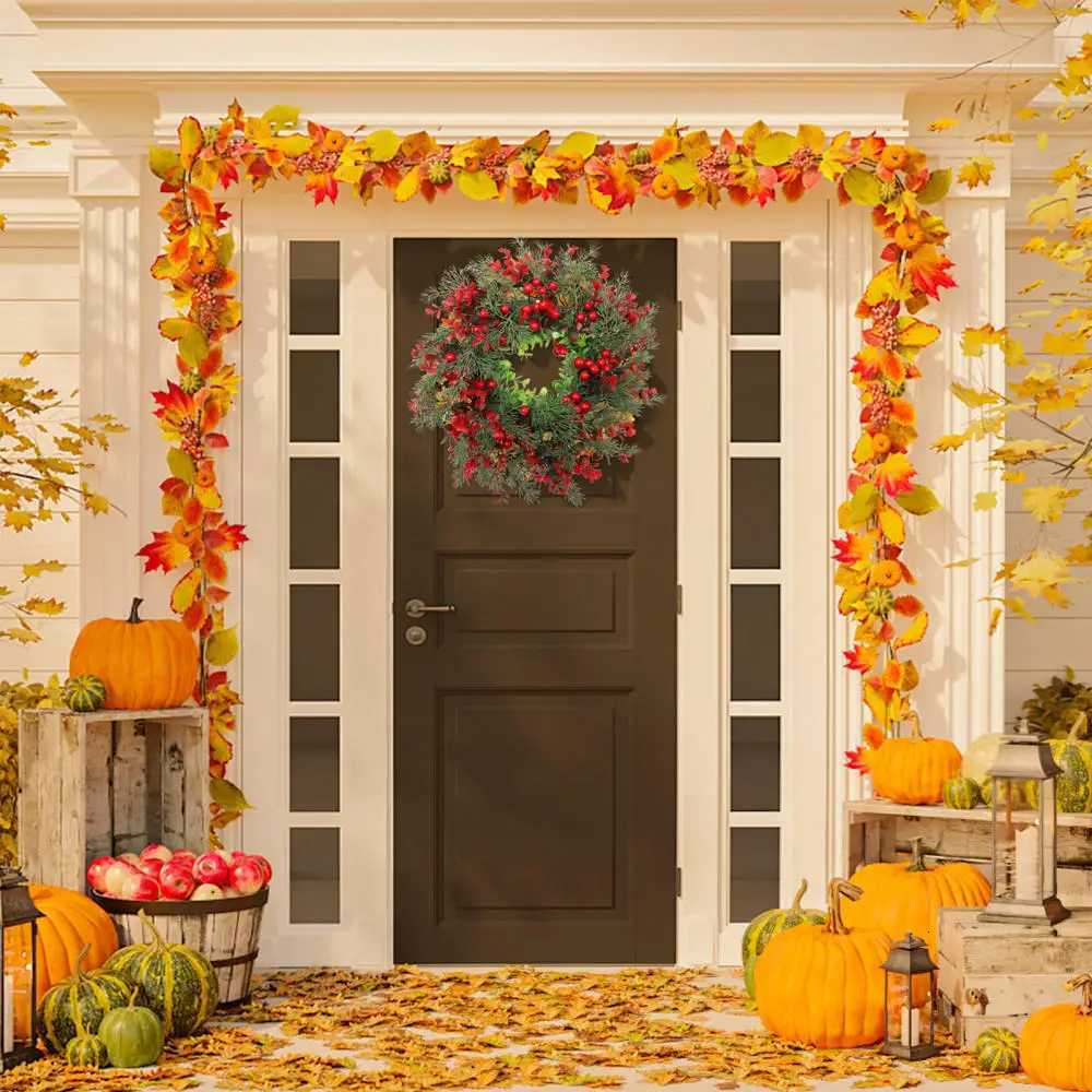 Christmas Tree Winter Berry Wreath Large Eucalyptus Garland Simulation Leaf Door Hanging Window Prop Christmas DecorM251115
