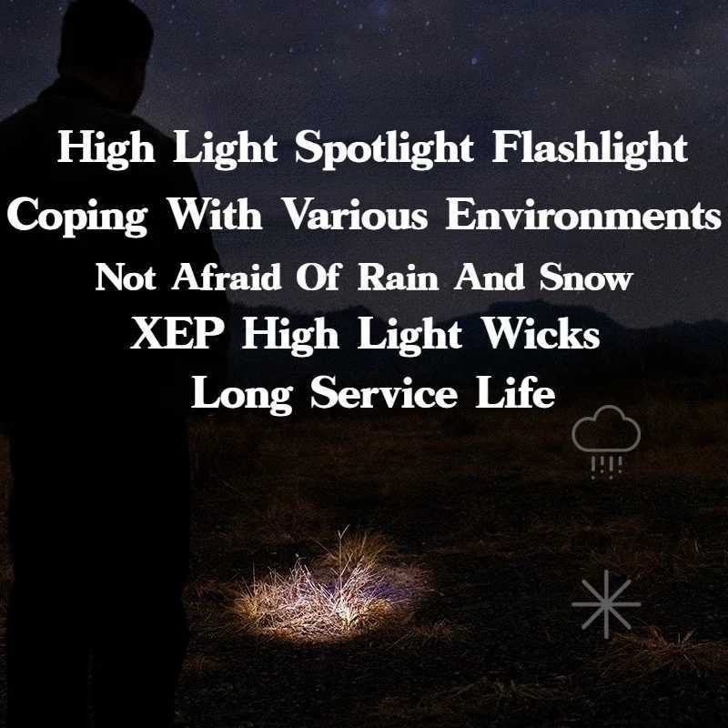 MOUNTAINHIKER Outdoor Small Flashlight Strong Lights ABS Flashlamp USB Charging Camping Hang Lamp Telescopic Focus COB Side Lamp M251115