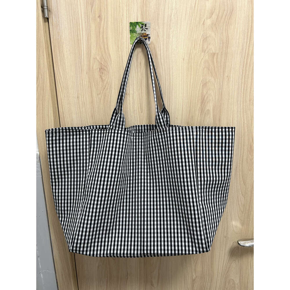 Mm Women's Bags New Large Capacity Black And White Checkered Cotton Shopping Single Shoulder Handbag Tote Bag For Women
