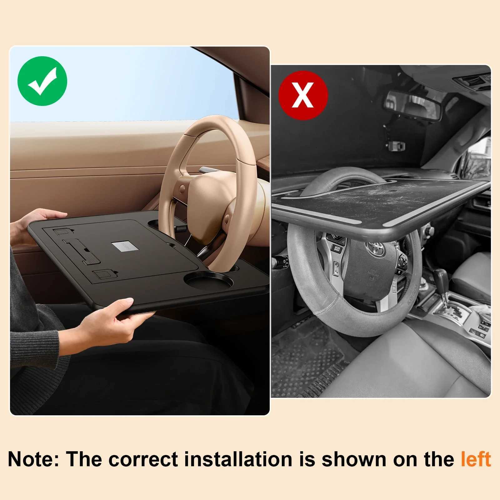 Oatsbasf Portable Car Laptop Computer Desk Stand Mount Car Steering Wheel Desk Foldable Adjustable Tray Board Table for WorkingM251115