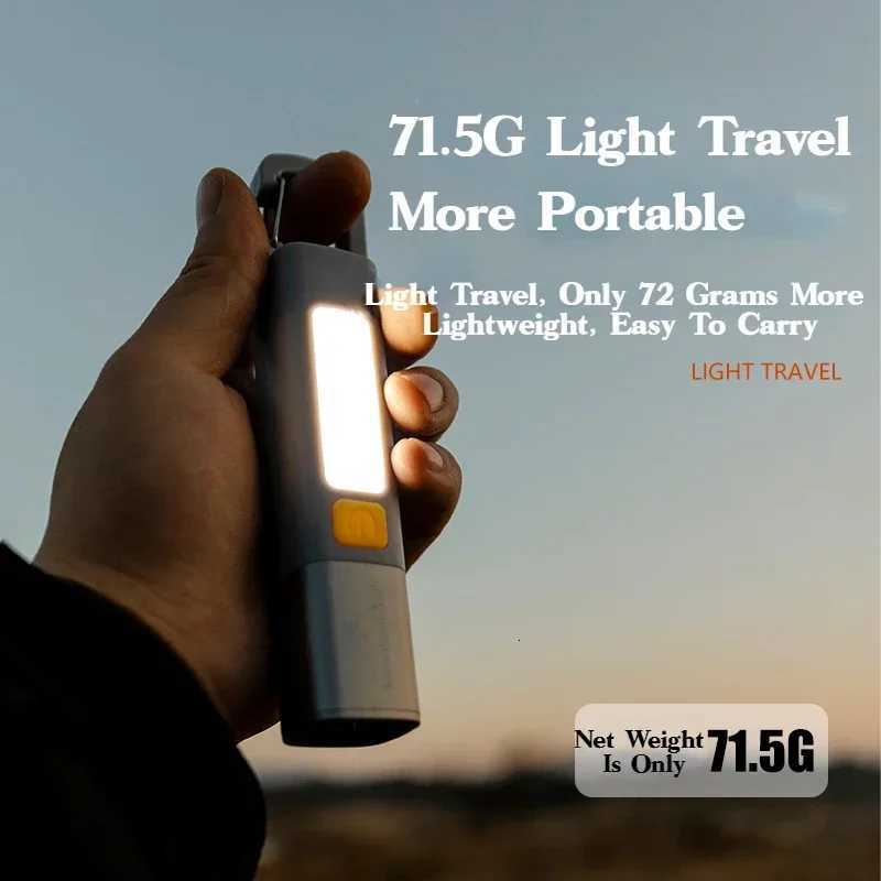 MOUNTAINHIKER Outdoor Small Flashlight Strong Lights ABS Flashlamp USB Charging Camping Hang Lamp Telescopic Focus COB Side Lamp M251115