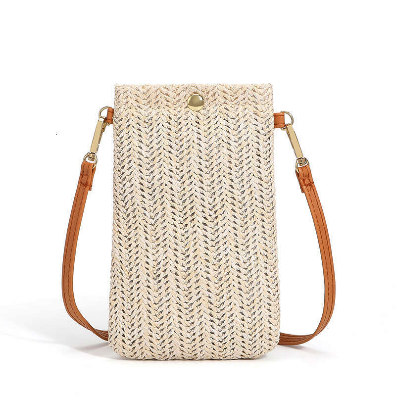 Handmade Beach Bag Summer Beach 2025 New Women's Versatile One Shoulder Slant Cross Vertical Mobile Phone Bag Straw Woven Zero Wallet Kq2