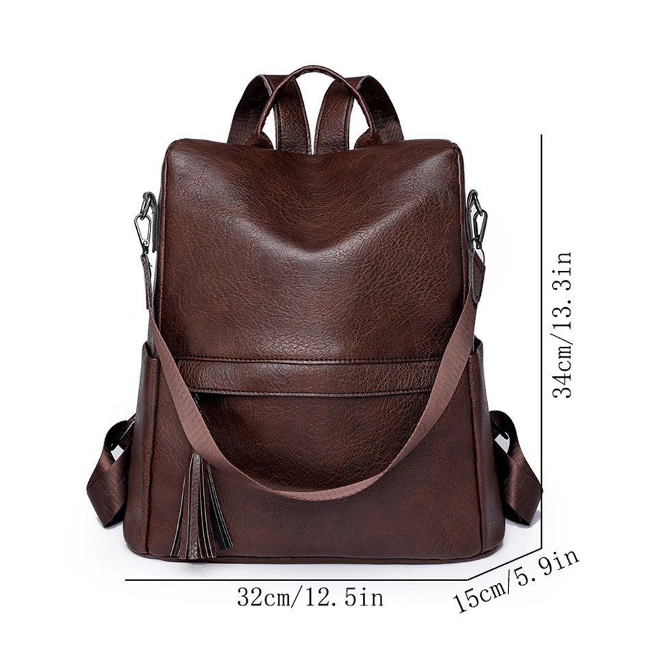 Fashionable solid color anti-theft womens backpack high-quality leather travel backpack suitable for school Sac A Dos 250410