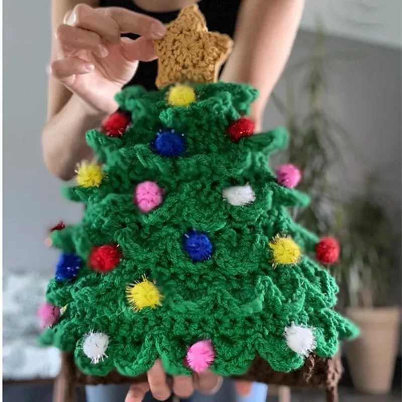 1PC Christmas Tree Style Knitted Hat Funny Festive Warm Cap for Autumn Winter Creative Christmas Party Hat Unique Xmas Gift Y251115