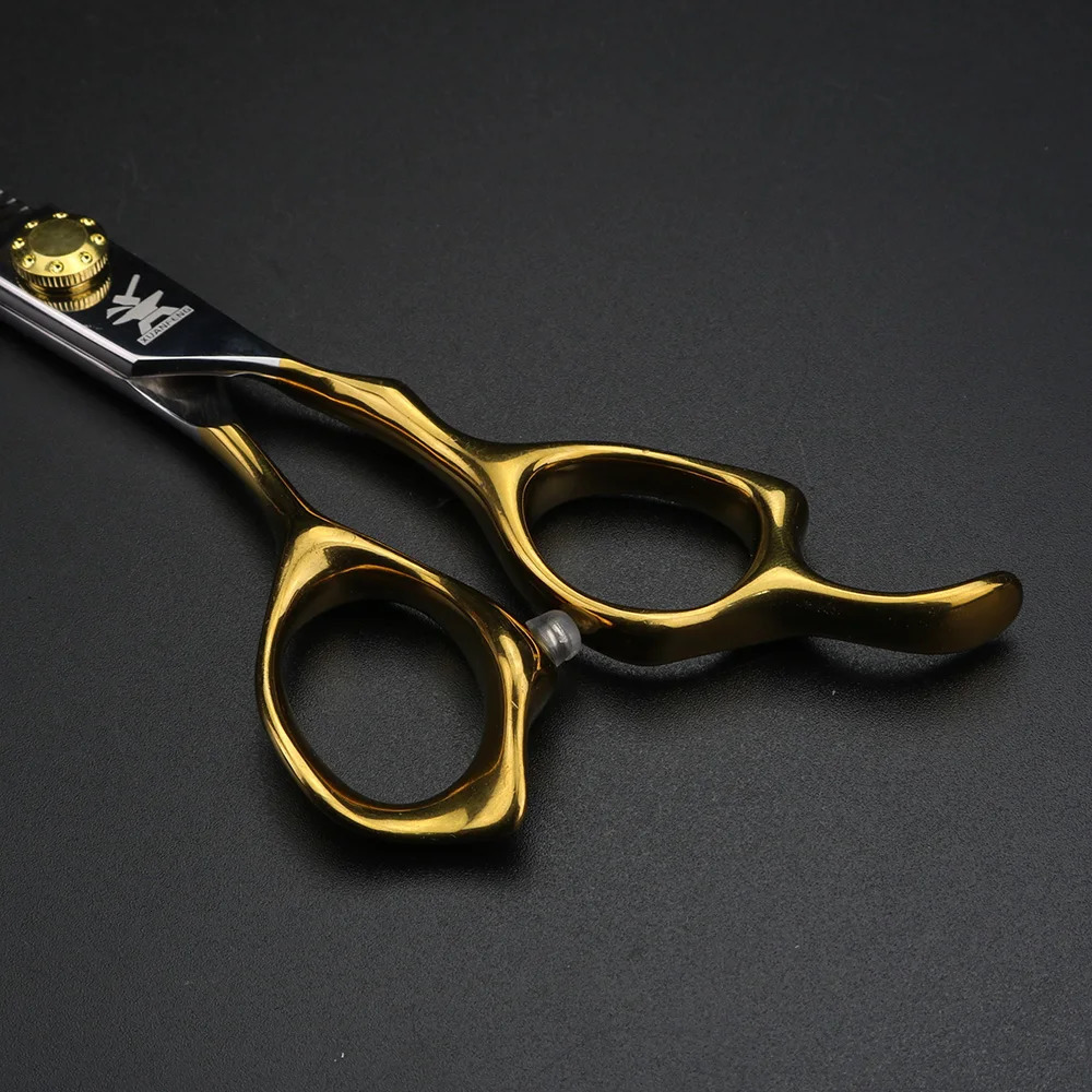 XUANFENG Gold Handle Hair Scissors 9cr18 Steel Gold Screws 6-inch Barber Cutting Scissors and Thinning Scissors Set 250414