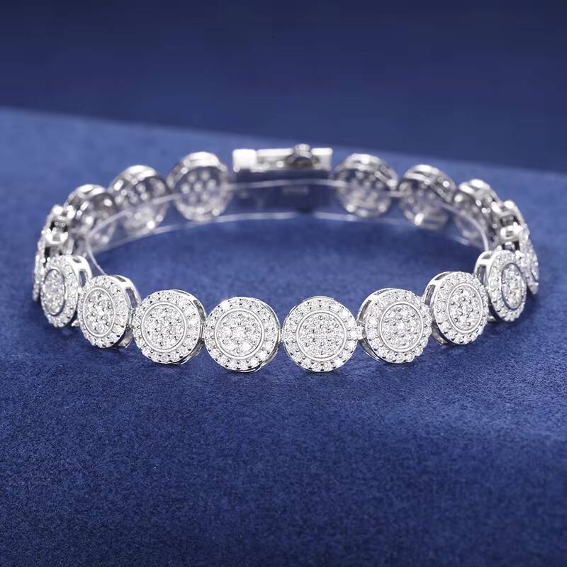 Hip Hop Pass Diamond Tester Bracelet Iced Out Mrice Paved 925 Silver Vvs Moissanite Wholesale Link Chain for Men Women