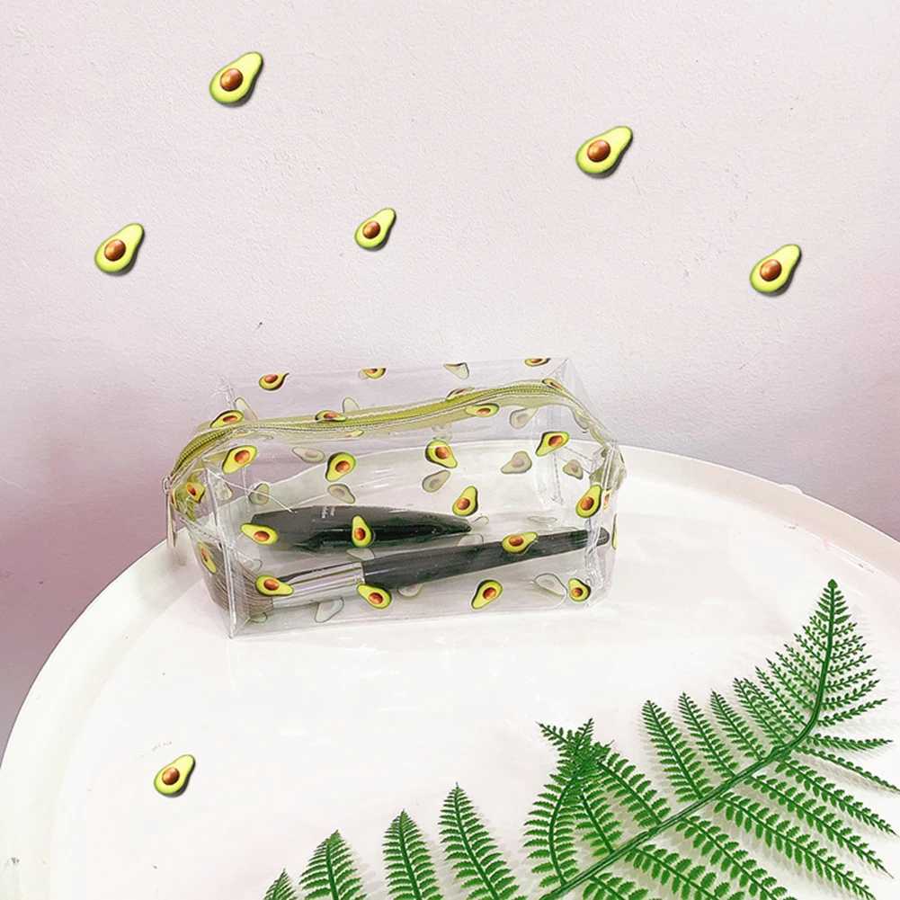 Transparent PVC Cosmetics Organizer Transparent Fruit Avocado Makeup Bag Waterproof Multi functional Womens Pen Storage BoxXJ250415